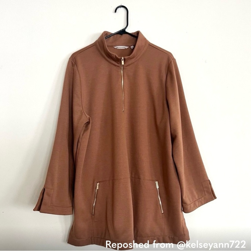 Soft Surroundings Hazelnut Brown Quarter Zip Marlowe Pullover Sweatshirt size 1X